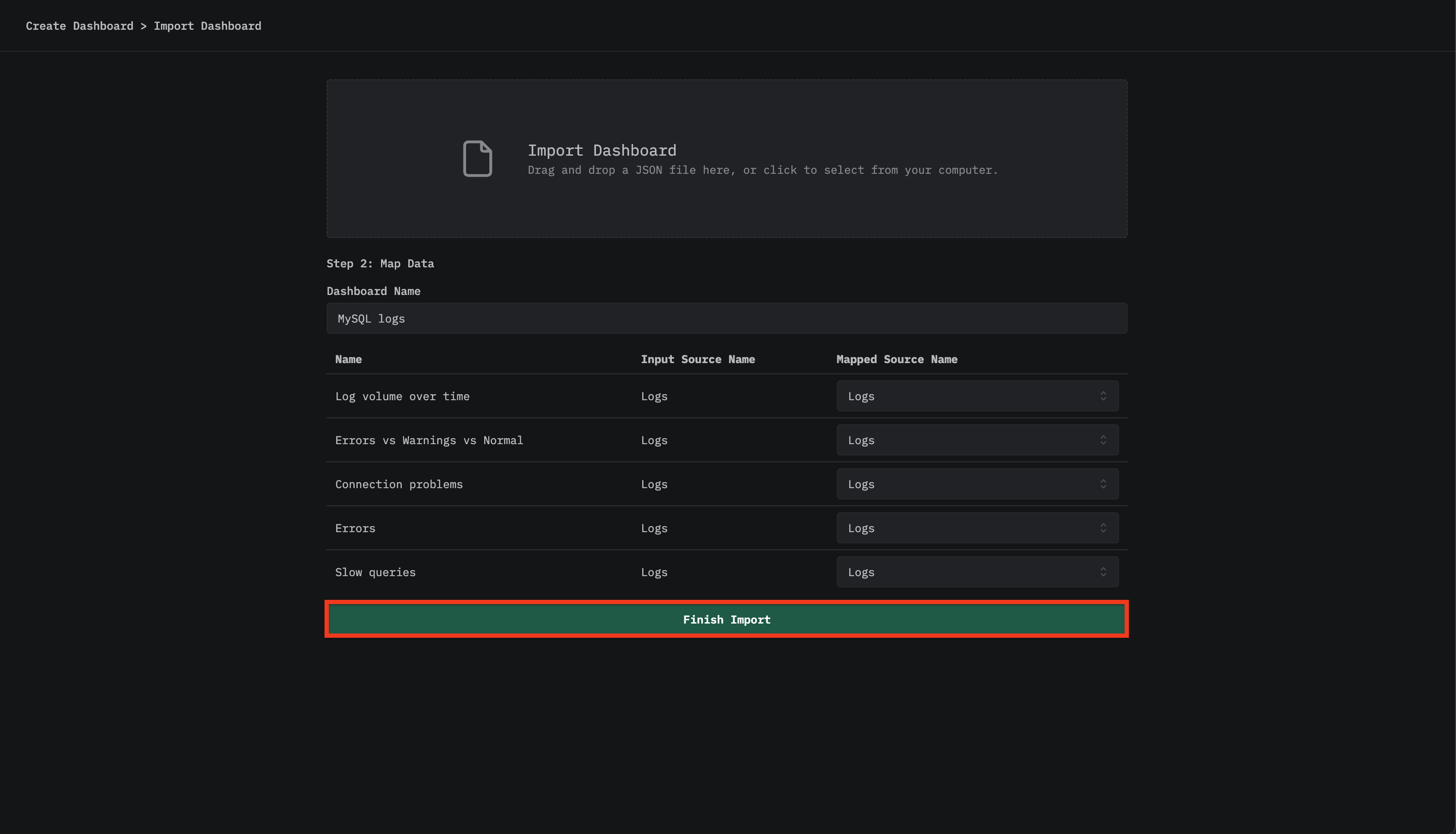 Завершение импорта